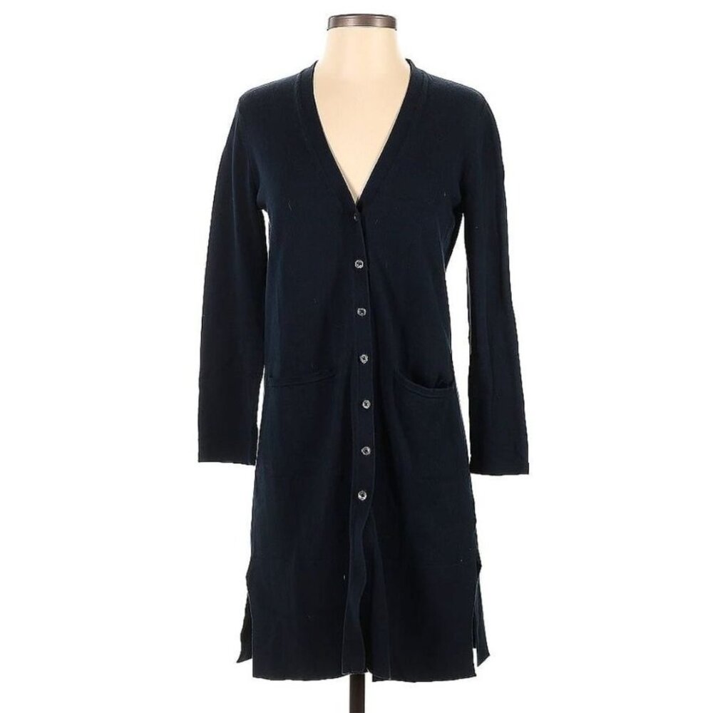 J Jill Duster Cardigan Womens‎ S Petite Black Capsule Minimalist Preppy Academia